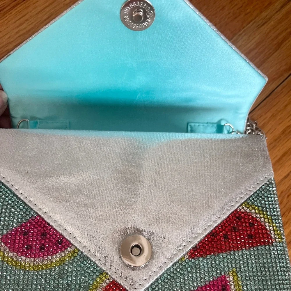 NWT Watermelon Print Crystal Clutch with Detachable Strap - Picture 7 of 10
